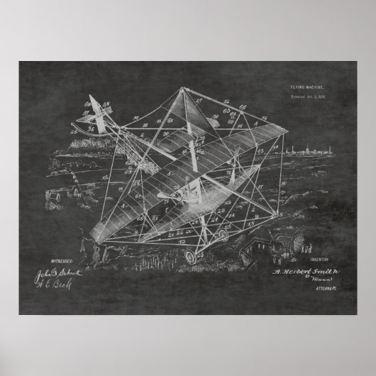 1916  kunsttekening van vliegtuigpatenten poster (Voorkant)