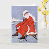 1916  modieuze vrouwelijke ijsschaatser kaart (Gele Bloem)