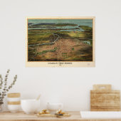 1916 Newark, NJ Birds Eye Uitzicht Panoramic Map Poster (Keuken)