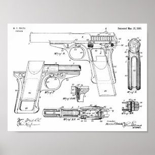 1916 Smith Pistool Patent Art Drawing Print