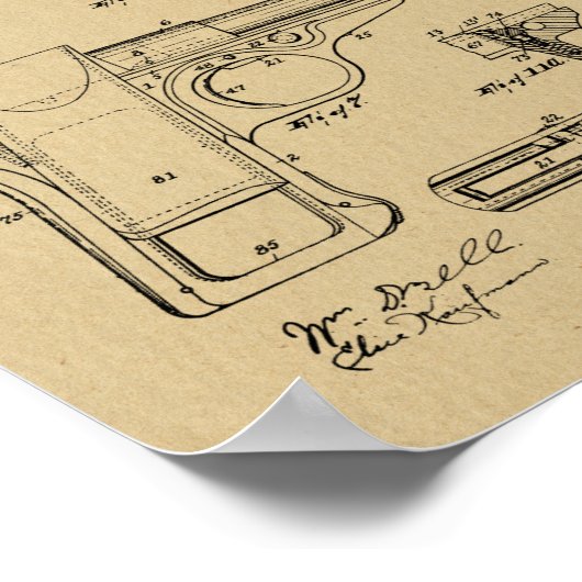 1916 Smith Pistool Patent Art Drawing Print (Hoek)