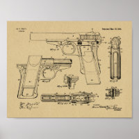 1916 Smith Pistool Patent Art Drawing Print