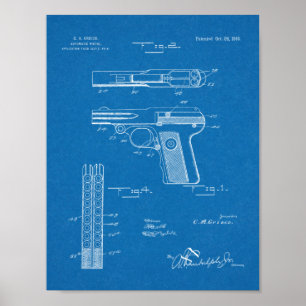 1916 Tekening voor automatische Pistolen Kunstteke Poster