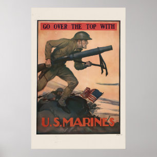 1917 Amerikaanse mariniers Eerst in Frankrijk WO1  Poster