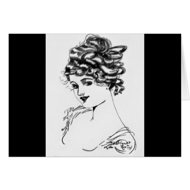 1917 Art Nouveau Ink Drawing (Voorkant Horizontaal)