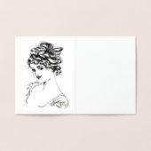 1917 Art Nouveau Lady Gold Foil Note Card Folie Kaarten (Binnen)
