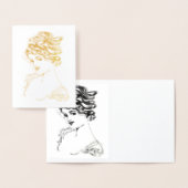1917 Art Nouveau Lady Gold Foil Note Card Folie Kaarten (Display)