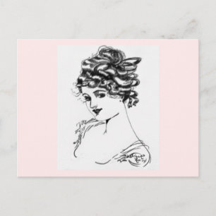 1917 Art Nouveau Style Ink Tekening door mijn opa Briefkaart