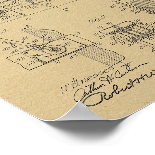 1917  Chiropractic Table Patent Art-afdrukken Poster (Hoek)