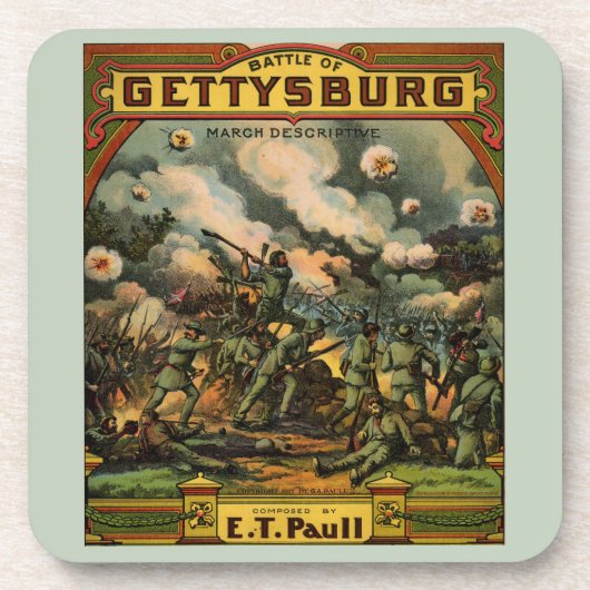 1917 De strijd om de muziekcover van Gettysburg Bier Onderzetter (Voorkant)