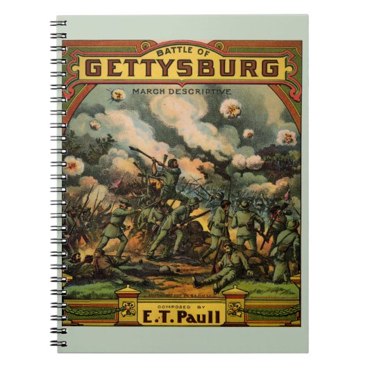 1917 De strijd om de muziekcover van Gettysburg Notitieboek (Voorkant)