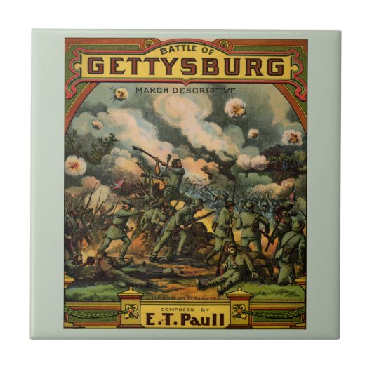 1917 De strijd om de muziekcover van Gettysburg Tegeltje (Voorkant)