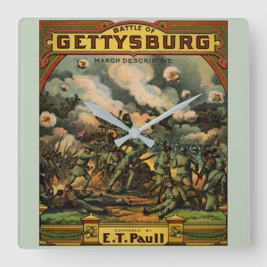 1917 De strijd om de muziekcover van Gettysburg Vierkante Klok (Voorkant)