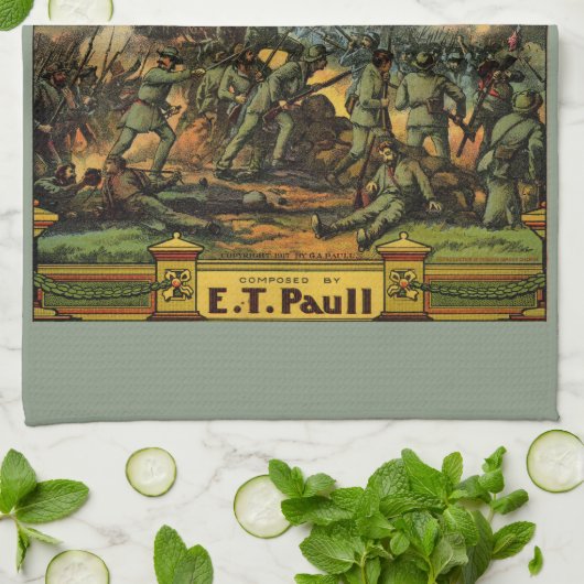 1917 De strijd tegen Gettysburg-muziek Theedoek (Gevouwen)