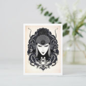 1917 elegante Russische Art Nouveau Woman Pos Briefkaart (Staand voorkant)