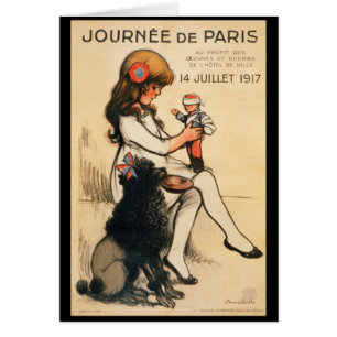 1917 Paris Child and Poodle Propaganda Poster