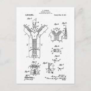 1917 Patent of the "Separable Fastener" Zipper Briefkaart