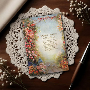 1917 Vintage Florale Verjaardagsgroet Briefkaart