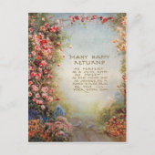 1917 Vintage Florale Verjaardagsgroet  Briefkaart (Voorkant)