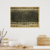 1917 Waterbury CT Birds Eye Uitzicht Panoramic Map Poster (Keuken)