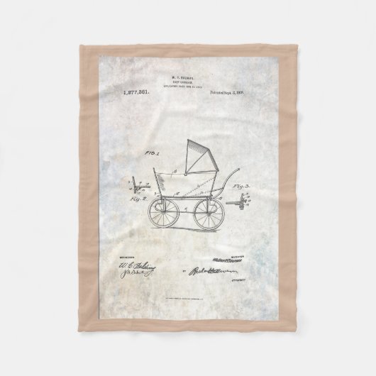 1918 Baby Carriage Patent Fleece Blanket (Voorkant)