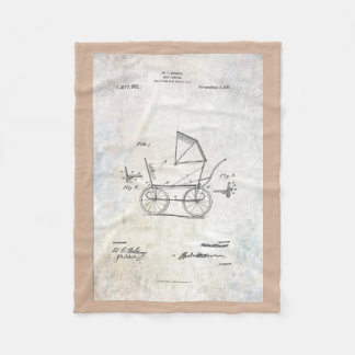 1918 Baby Carriage Patent Fleece Blanket Deken