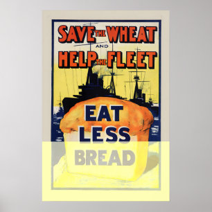 1918 Eet Minder Brood Eerste Wereldoorlog Rantsoen Poster