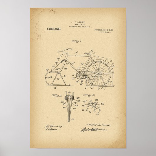 1918 Fietsenfiets van patenten Poster (Voorkant)
