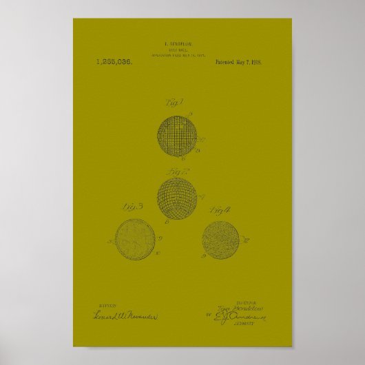 1918 Golf Ball Patent Art-afdrukken Poster (Voorkant)