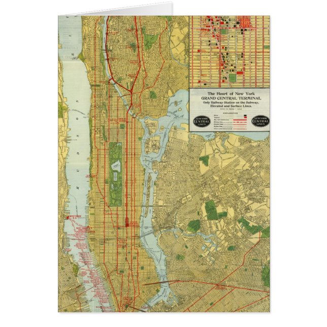 1918 New York Central Railroad Map (Voorkant)