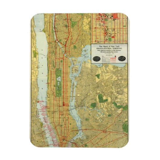 1918 New York Central Railroad Map Magneet (Verticaal)
