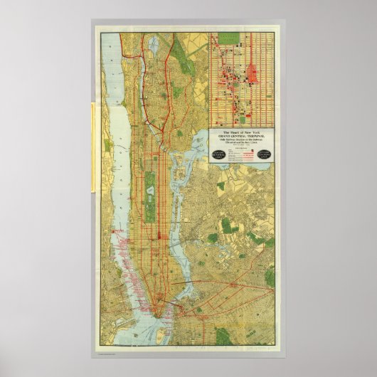 1918 New York Central Railroad Map Poster (Voorkant)