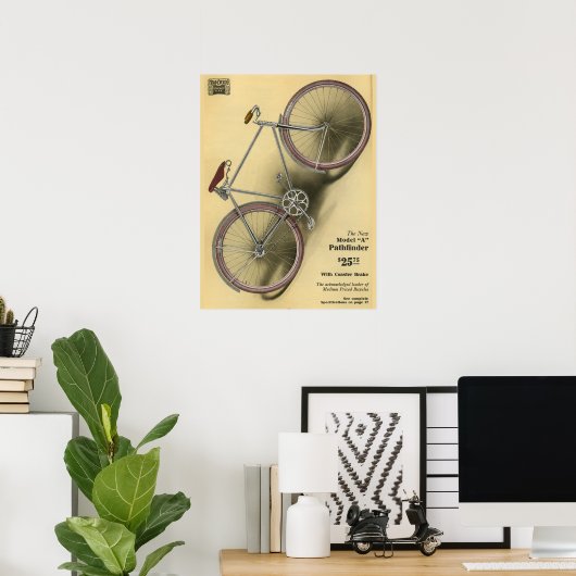 1918 Pathfinder-fiets en kunstartikel-Poster Poster (Thuiskantoor)
