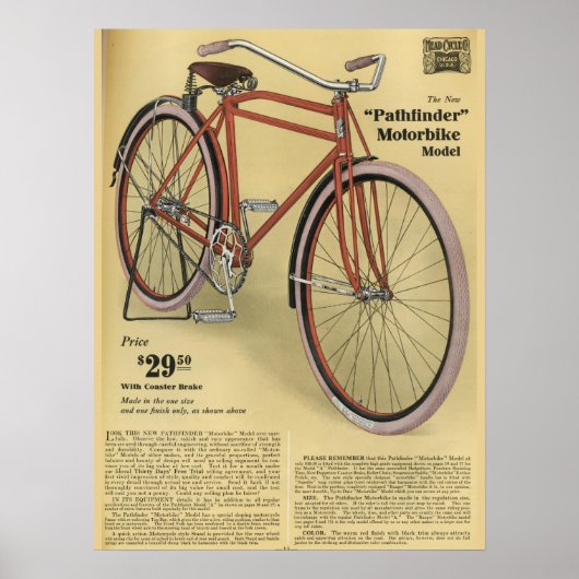1918  Pathfinder-fiets en kunstartikel-Poster Poster (Voorkant)