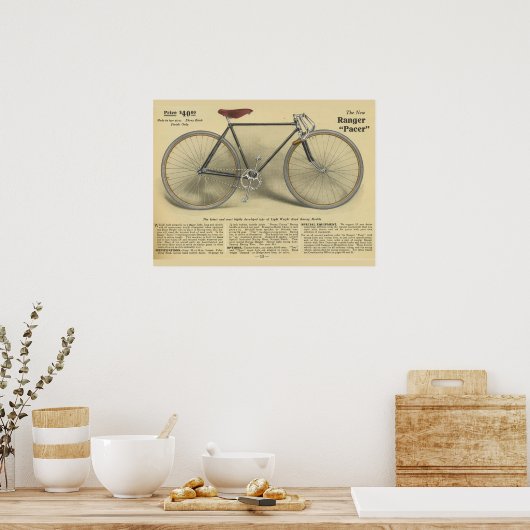 1918  Ranger Bicycle Pacer en Art Poster (Keuken)