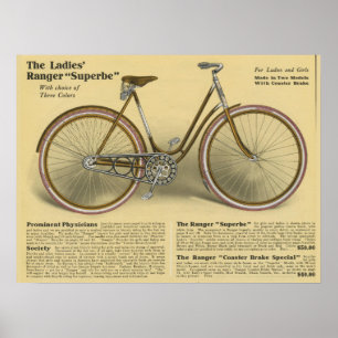 1918  Ranger Superbe Bicycle & Art Poster