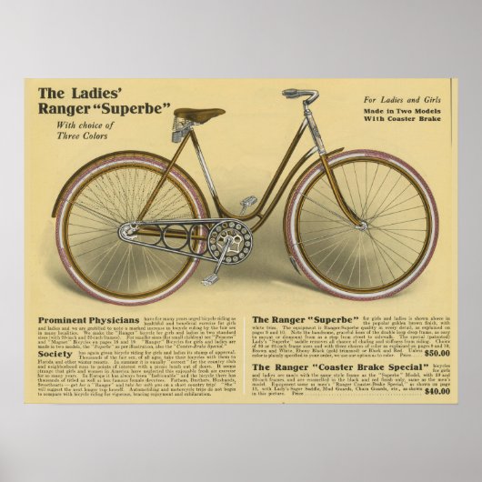 1918  Ranger Superbe Bicycle & Art Poster (Voorkant)