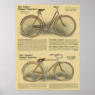 1918  Ranger Superbe Bicycle & Art Poster