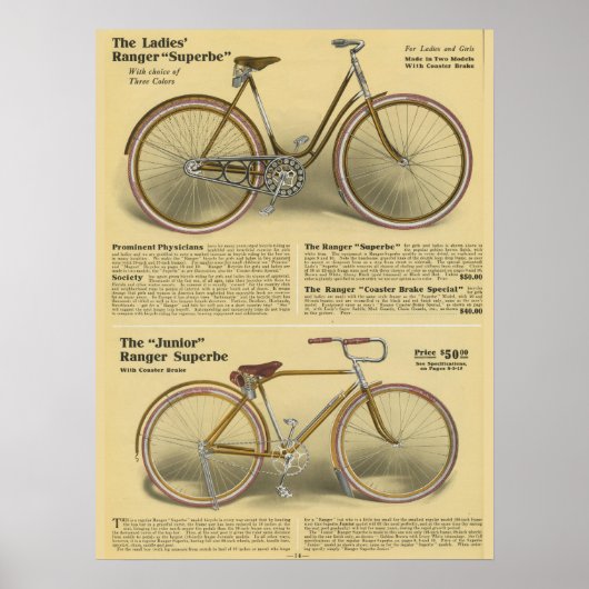1918  Ranger Superbe Bicycle & Art Poster (Voorkant)