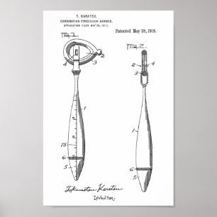 1918  Reflex Hammer Patent Art-afdrukken Poster