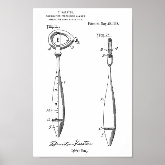 1918 Reflex Hammer Patent Art-afdrukken Poster (Voorkant)