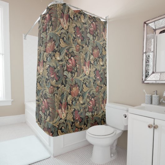 1918  Rich Floral Tapestry Brocade Damask Douchegordijn (In situ)