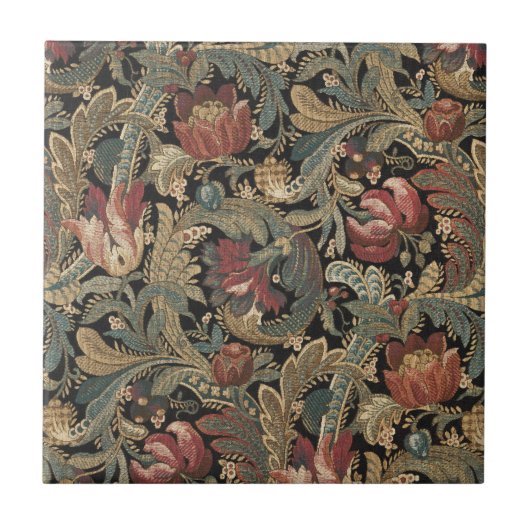 1918  Rich Floral Tapestry Brocade Damask Tegeltje (Voorkant)