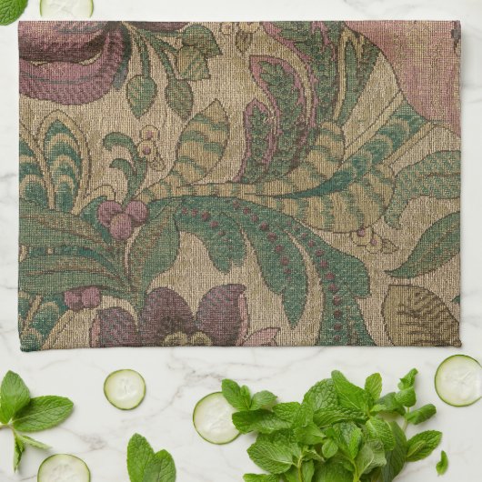 1918  Rich Floral Tapestry Brocade Damask Theedoek (Gevouwen)