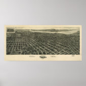 1918 Tulsa, OK Vogelmoes Eye Uitzicht Panorama Poster (Voorkant)