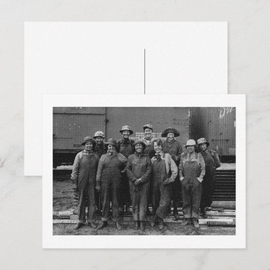 1918 Women Laborers Union Pacific Railroad Briefkaart (Voorkant / Achterkant)
