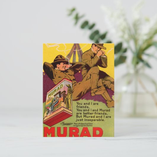 1918 WWI Murad sigaretten en sigaretten Briefkaart (Staand voorkant)