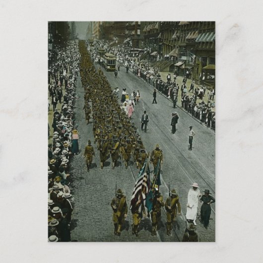 1918 WWI Parade New York City Magic Lantern Slide Briefkaart (Voorkant)