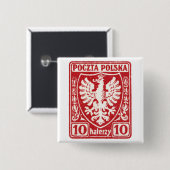 1919 10u Poolse adelmop Vierkante Button 5,1 Cm (Voorkant /achterkant)