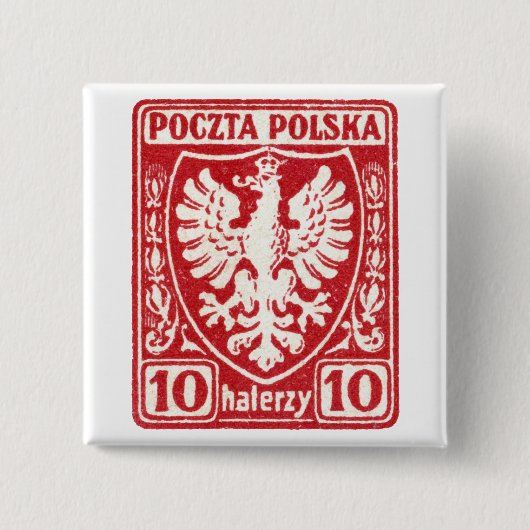 1919 10u Poolse adelmop Vierkante Button 5,1 Cm (Voorkant)